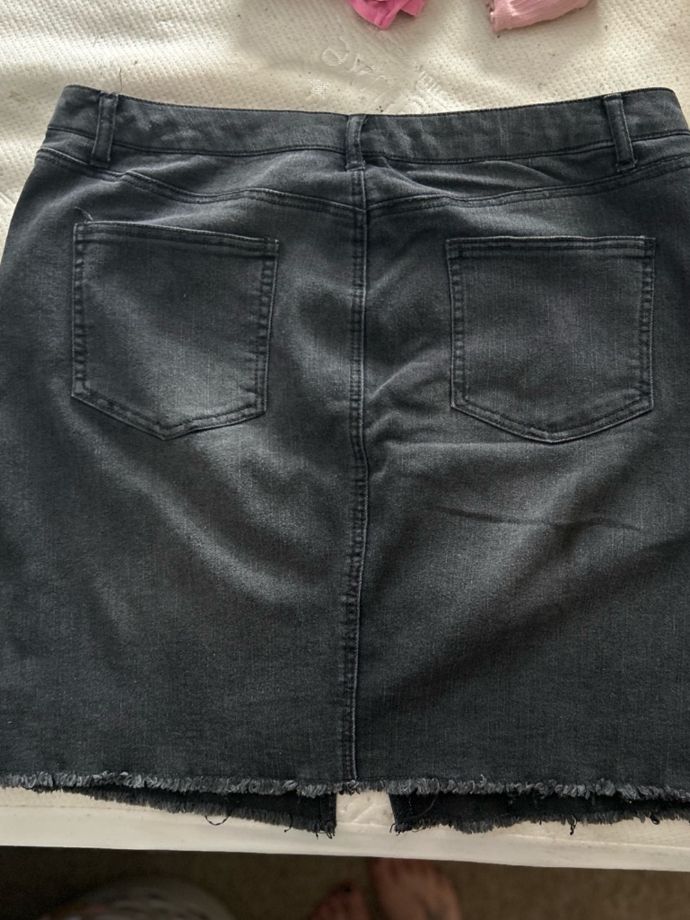 Faded Glory Black Denim Mini Skirt with Frayed Hem - Picture 5 of 5